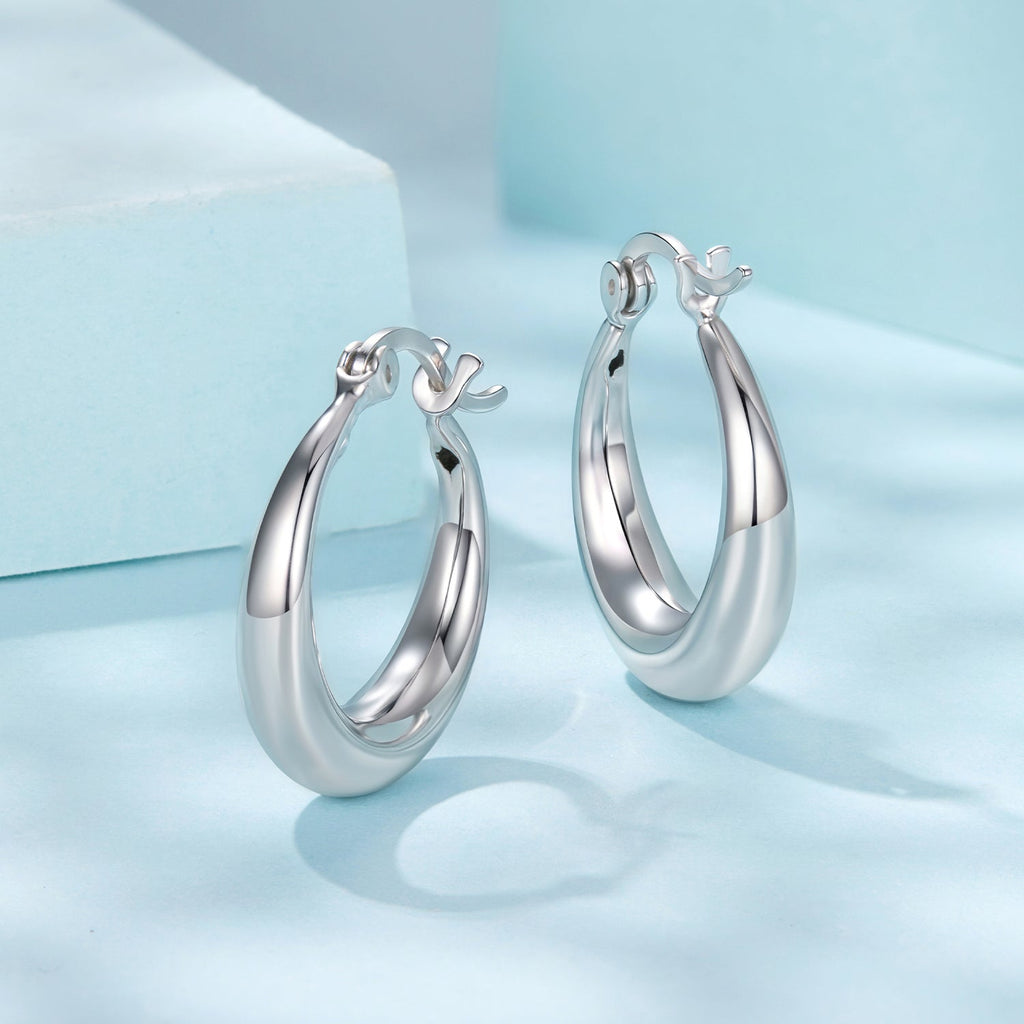 925 Sterling Silver White Gold Plated Earrings 3.0*0.7cm for Women