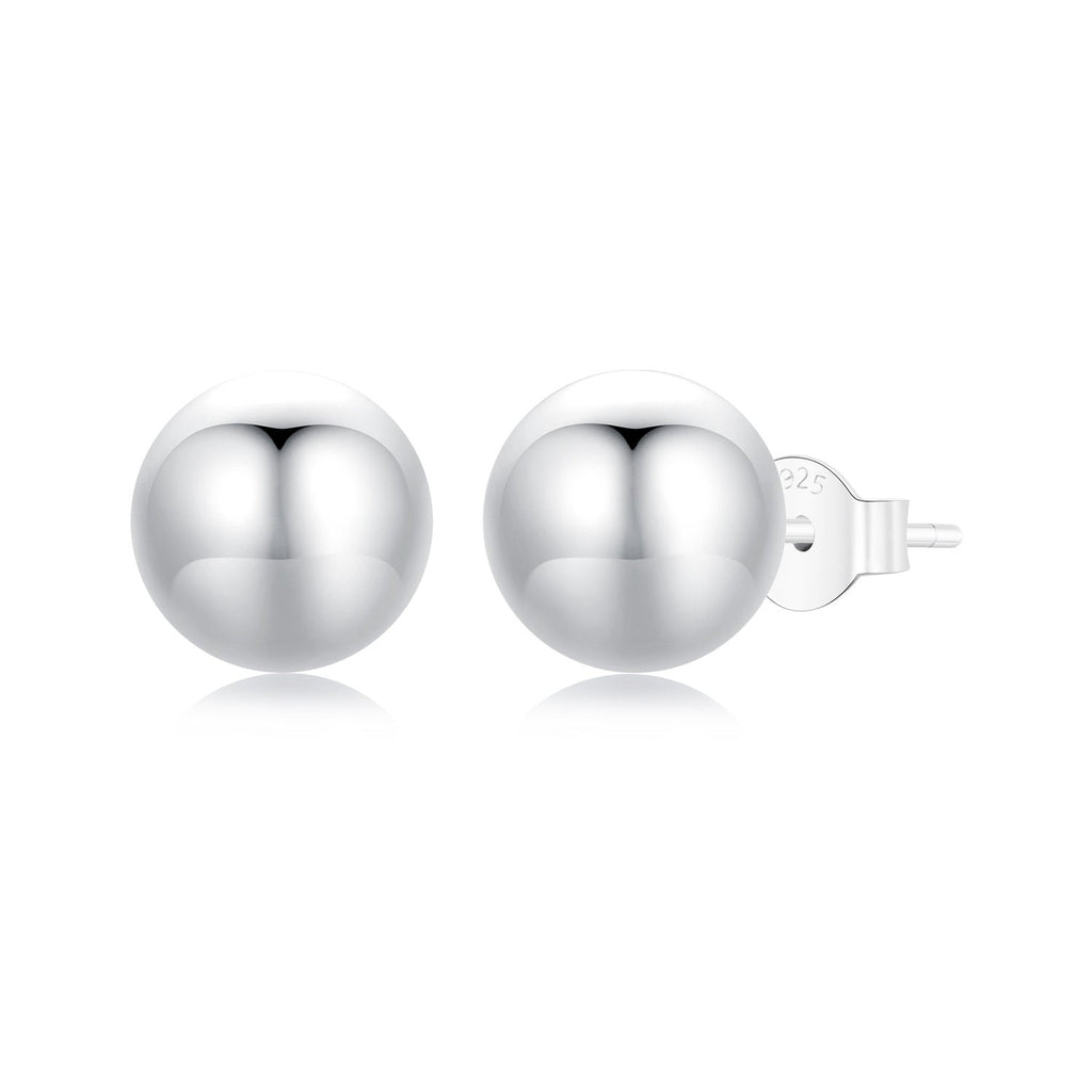 925 Sterling Silver Plated White Gold Earrings - 10mm for Women