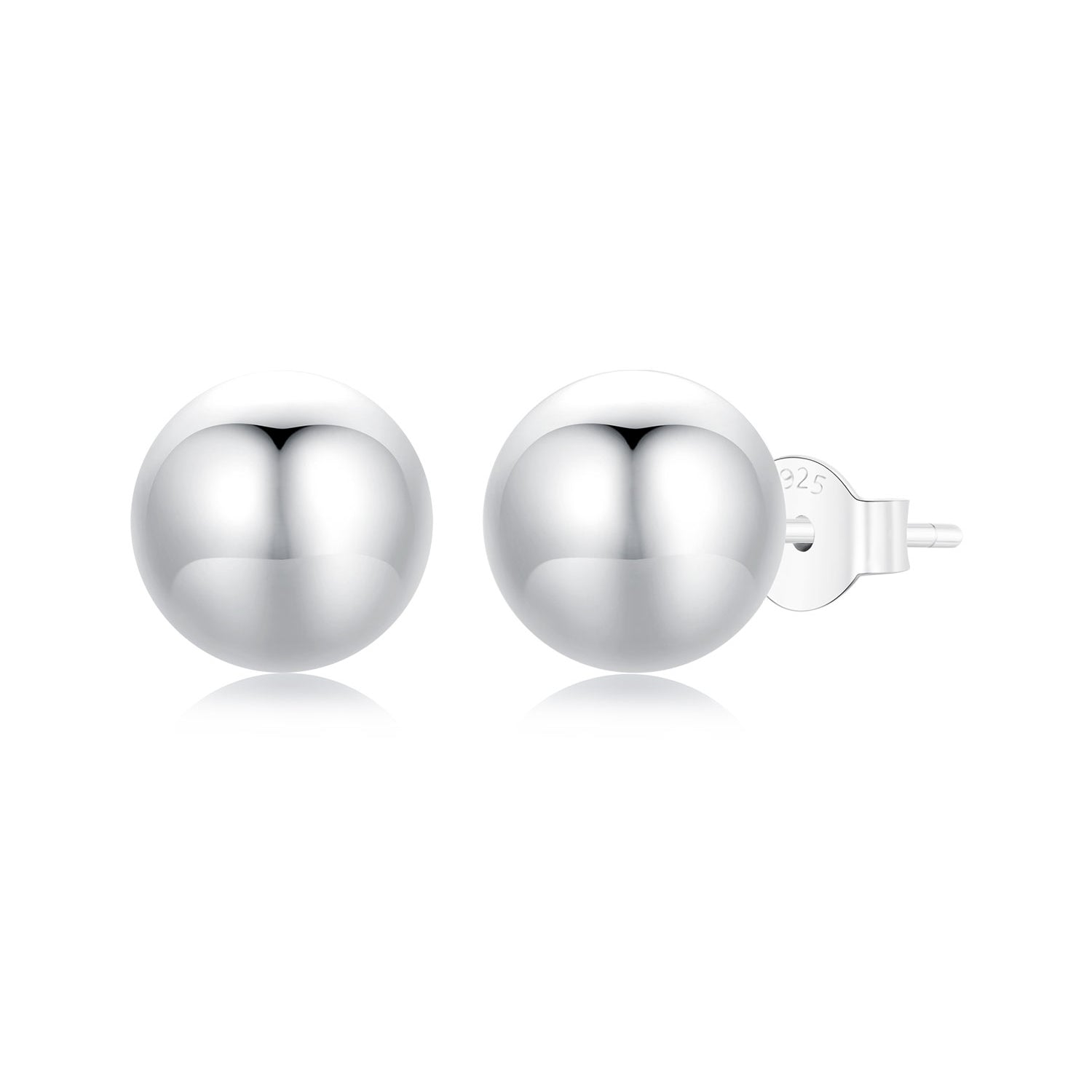 925 Sterling Silver Plated White Gold Earrings - 10mm for Women