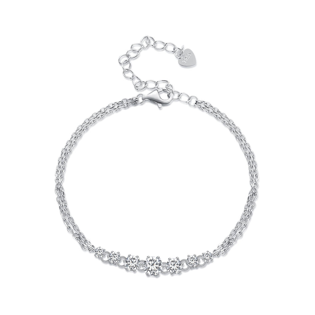 925 Sterling Silver 5MM Moissanite Bracelet for Women