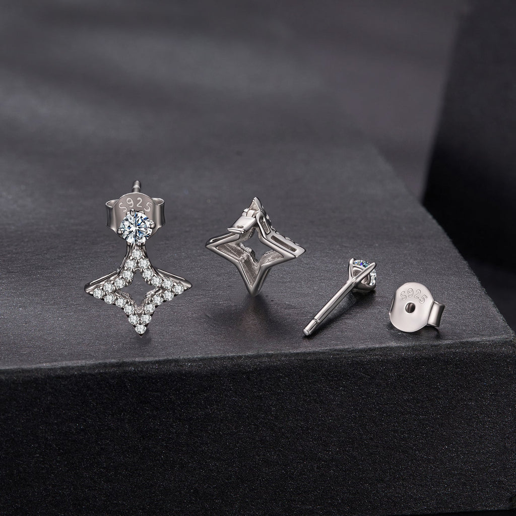 925 Sterling Silver Moissanite 0.1ct Earrings for Women