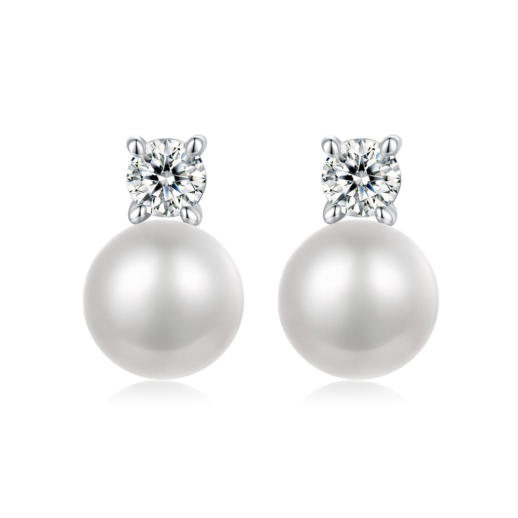 925 Sterling Silver Moissanite 0.1ct Freshwater Pearl Earrings for Women