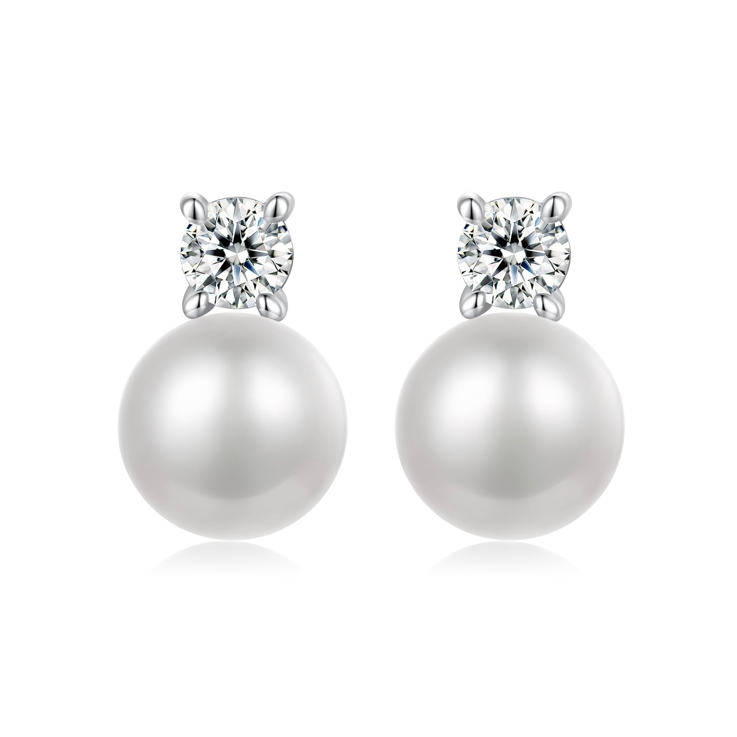 925 Sterling Silver Moissanite 0.1ct Freshwater Pearl Earrings for Women