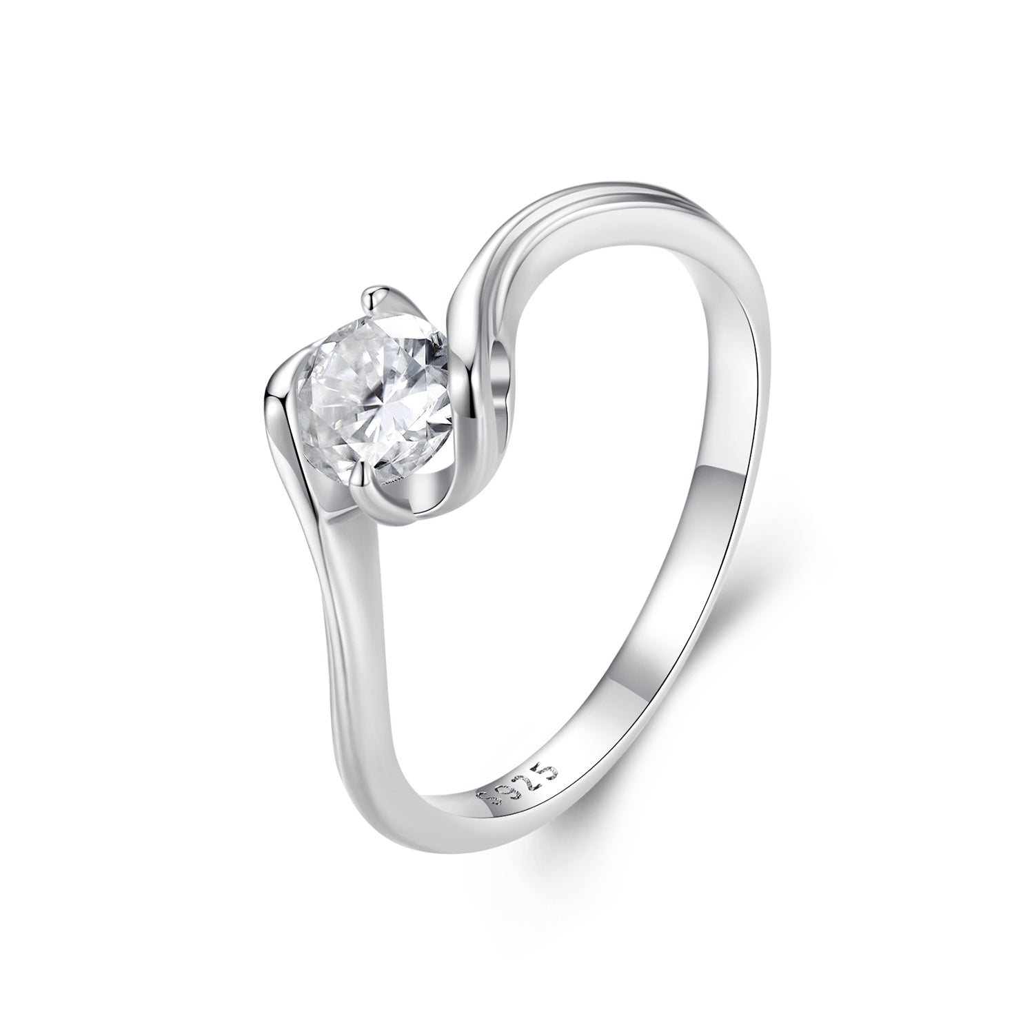 925 Sterling Silver 5mm Moissanite Ring for Women