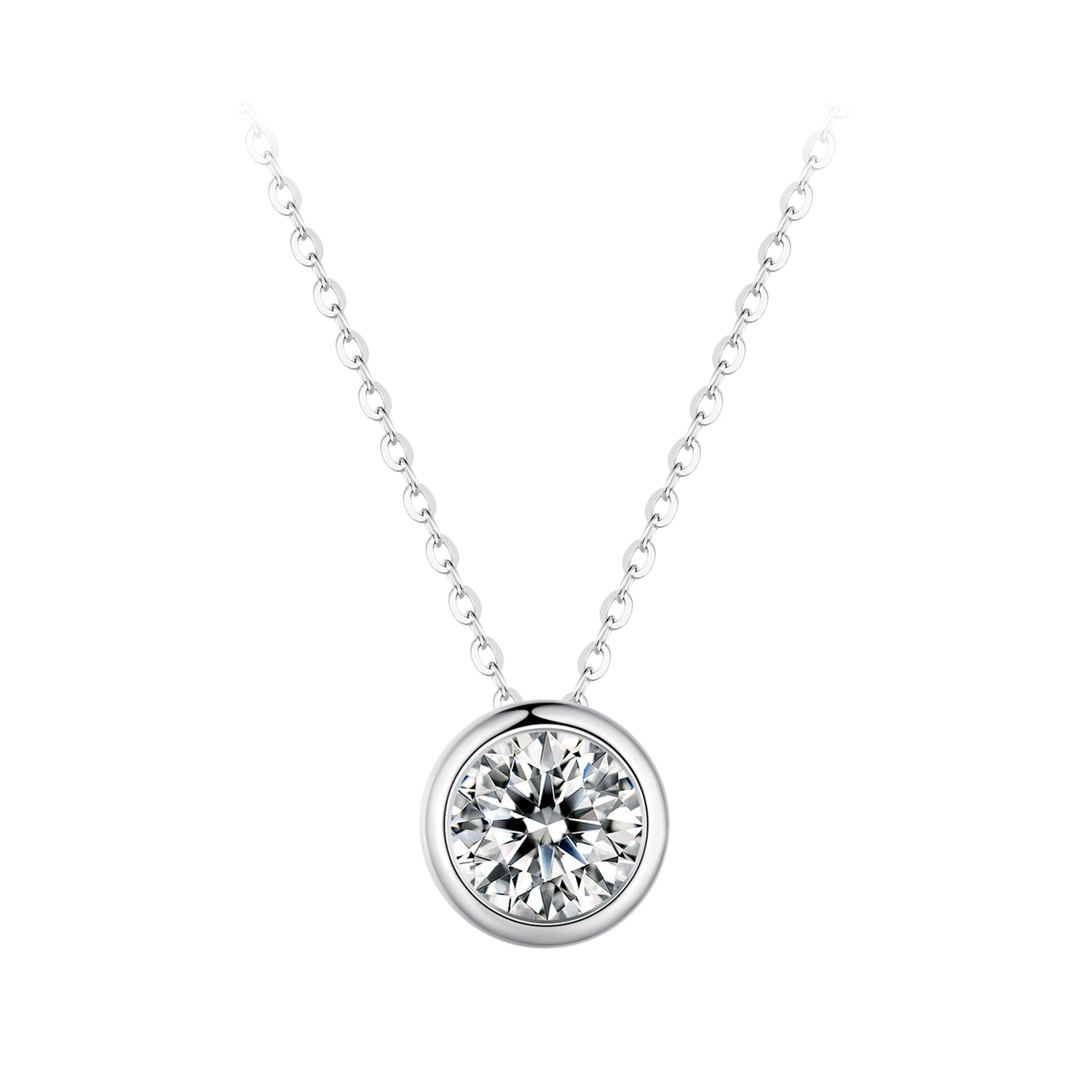 S925 Sterling Silver Moissanite Necklace 400mm with 1ct Moissanite for Women