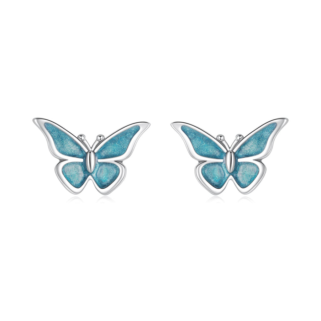 925 Sterling Silver Enamel Oxidized Earrings Size 0.7*1.1cm for Women