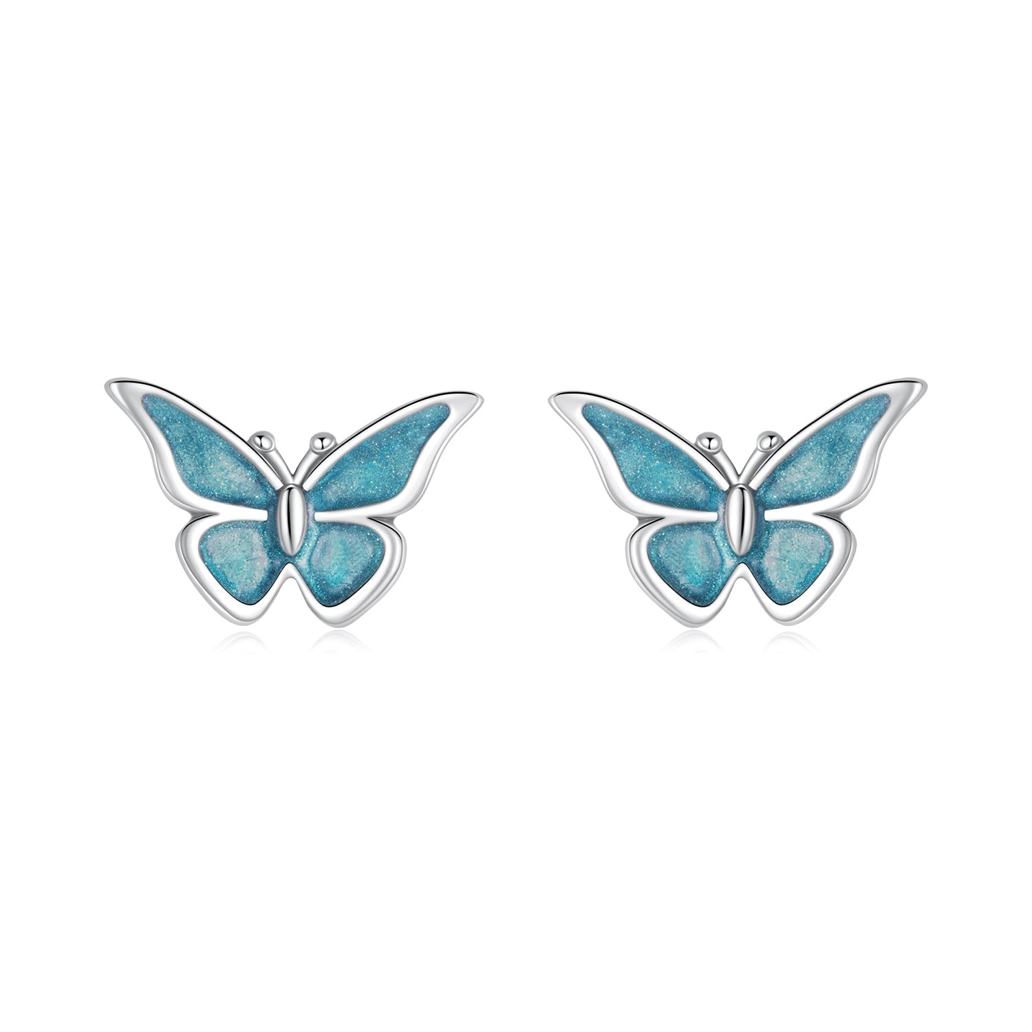 925 Sterling Silver Enamel Oxidized Earrings Size 0.7*1.1cm for Women