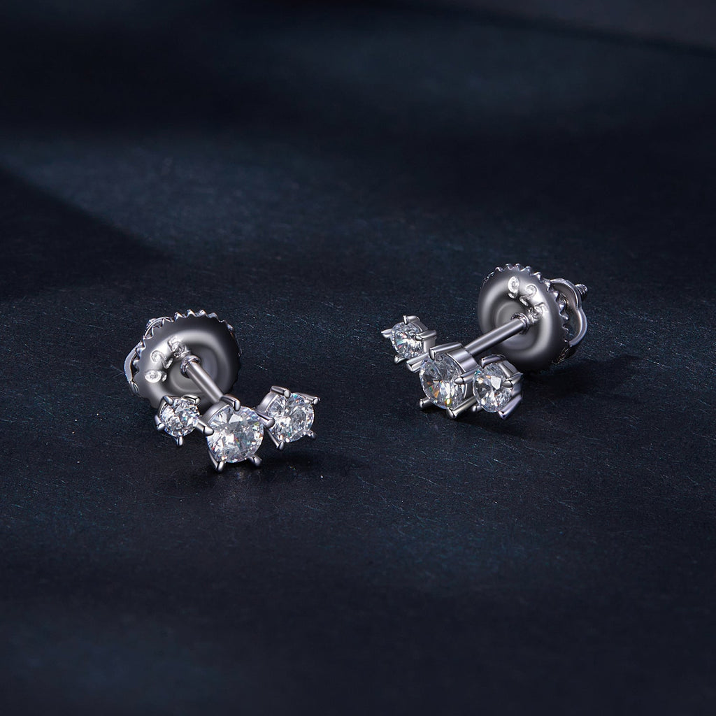 925 Sterling Silver Moissanite 0.01 Carat Earrings Size 4*9mm for Women