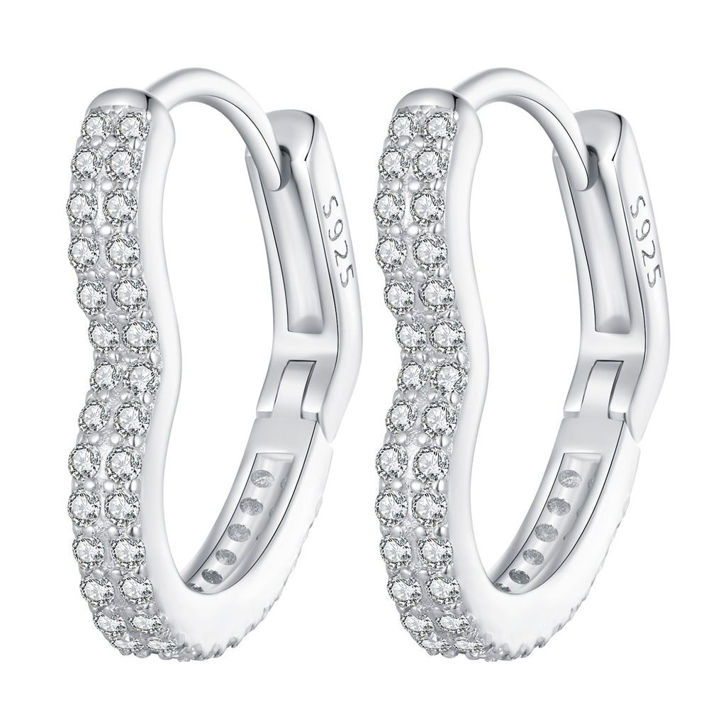 925 Sterling Silver Earrings with Cubic Zirconia in Platinum Finish
