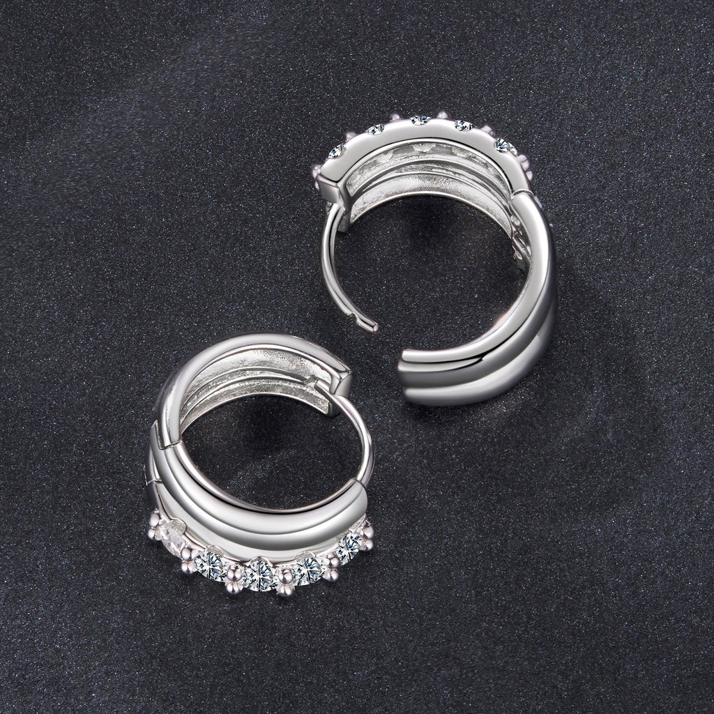 925 Sterling Silver Moissanite 0.06 Carat White Gold Plated Earrings for Women