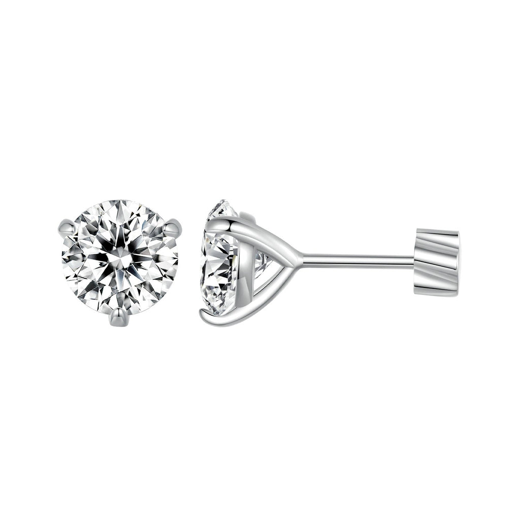 925 Sterling Silver Moissanite Earring 0.7cm White Gold Plated for Women