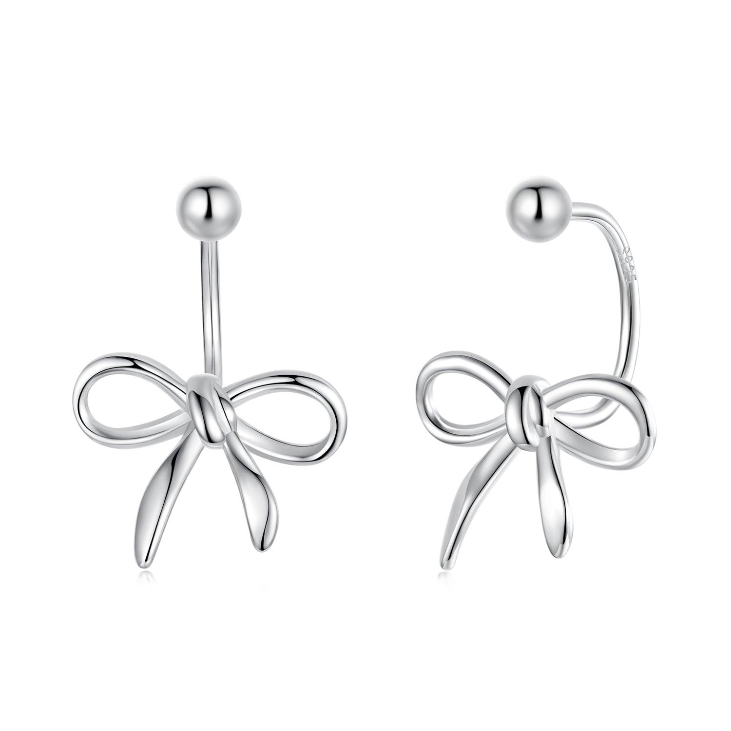 925 Sterling Silver Earrings with White Gold Plating - 1.0*1.3 cm