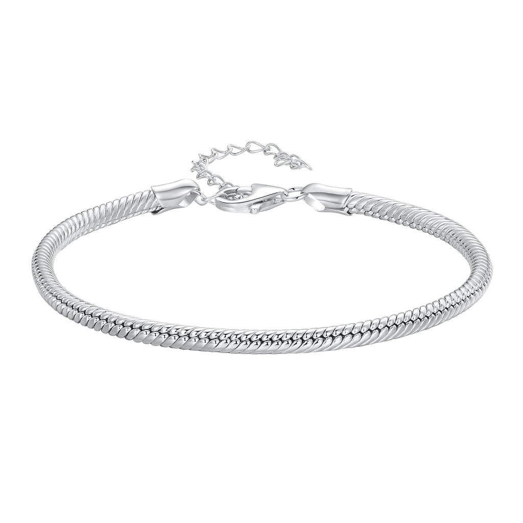 925 Sterling Silver Plated Platinum Bracelet with Adjustable Length for Women