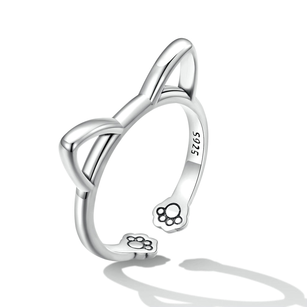 925 Sterling Silver Oxidized Paw Design Ring