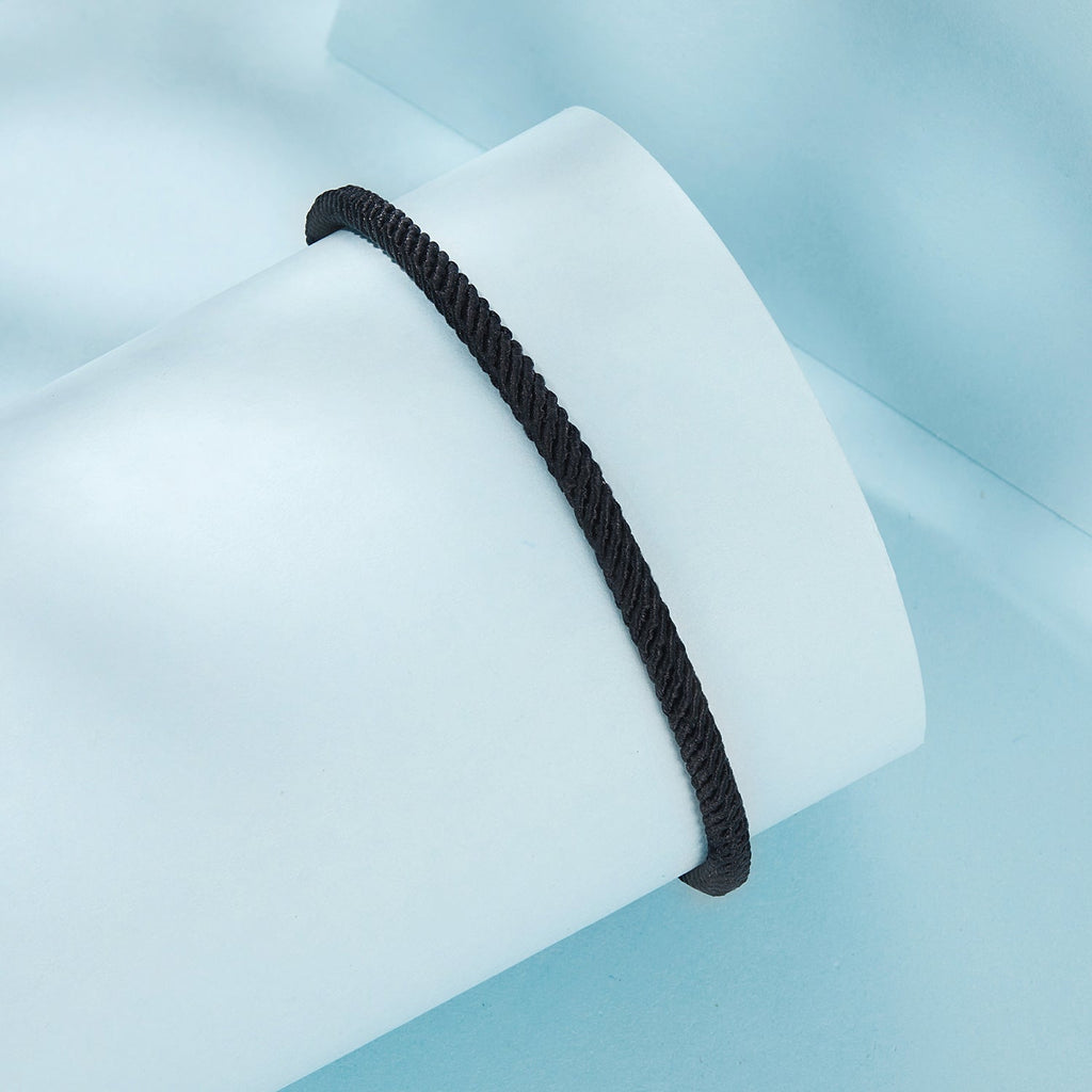 925 Sterling Silver and White Gold Plated Rope Bracelet for Men