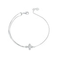 925 Sterling Silver White Gold Plated Bracelet with CZ Pendant 200mm for Women