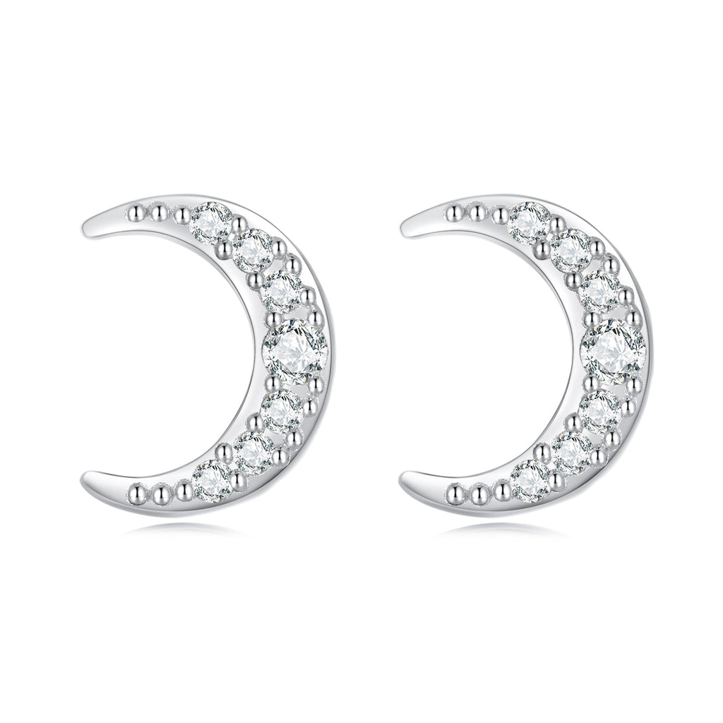 925 Sterling Silver Earrings with Pavé Setting CZ, 0.8*0.6cm for Women