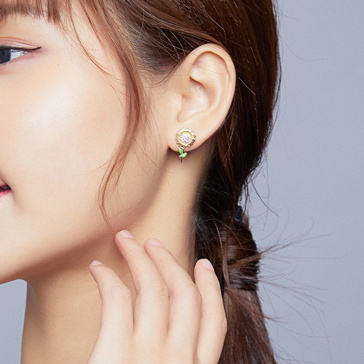 925 Sterling Silver Plated Gold Earrings with Enamel Process
