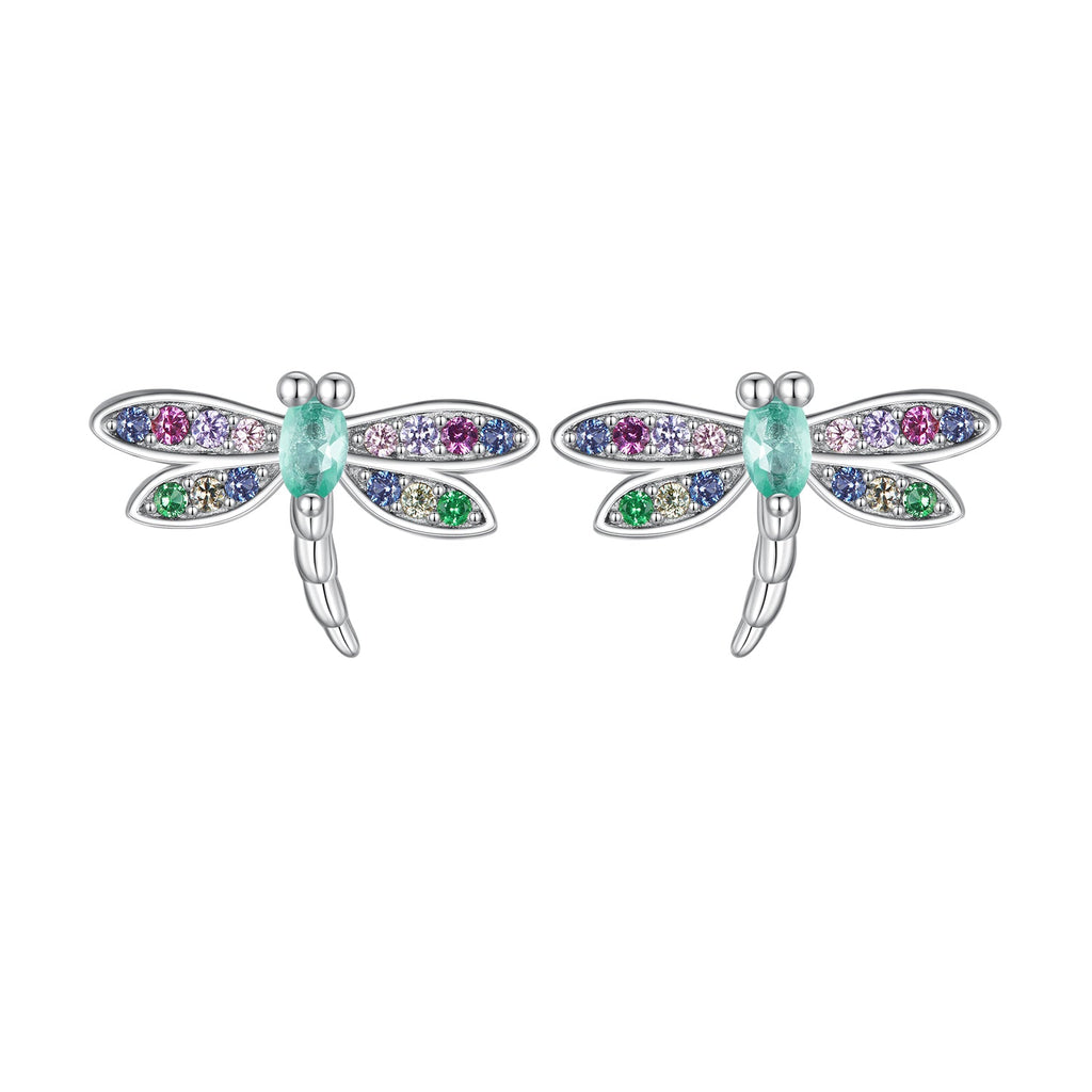 925 Sterling Silver Earrings with Pavé CZ and Transparent Glass