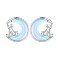 925 Sterling Silver Earrings with Transparent Glass, 13mm x 12mm for Women
