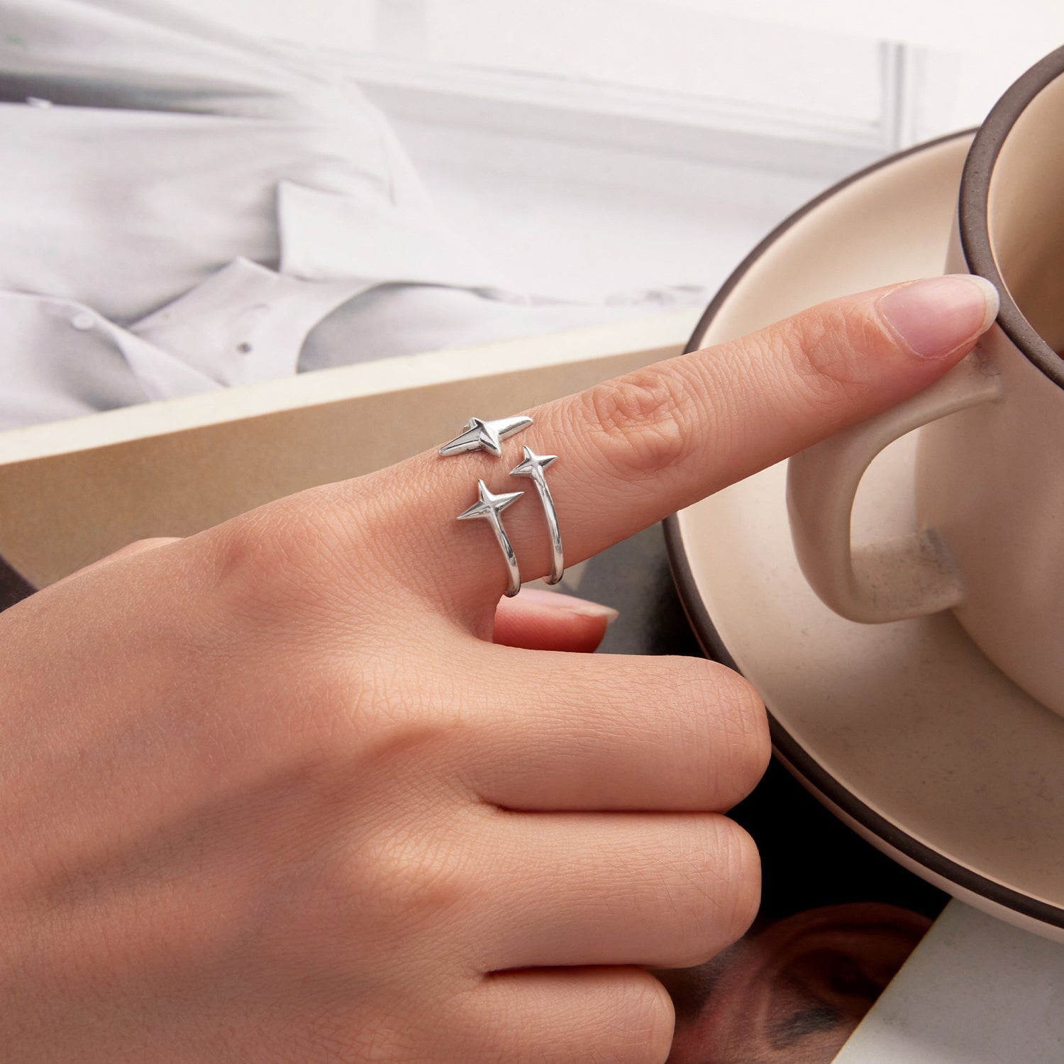 925 Sterling Silver Oxidized Silver Ring for Women