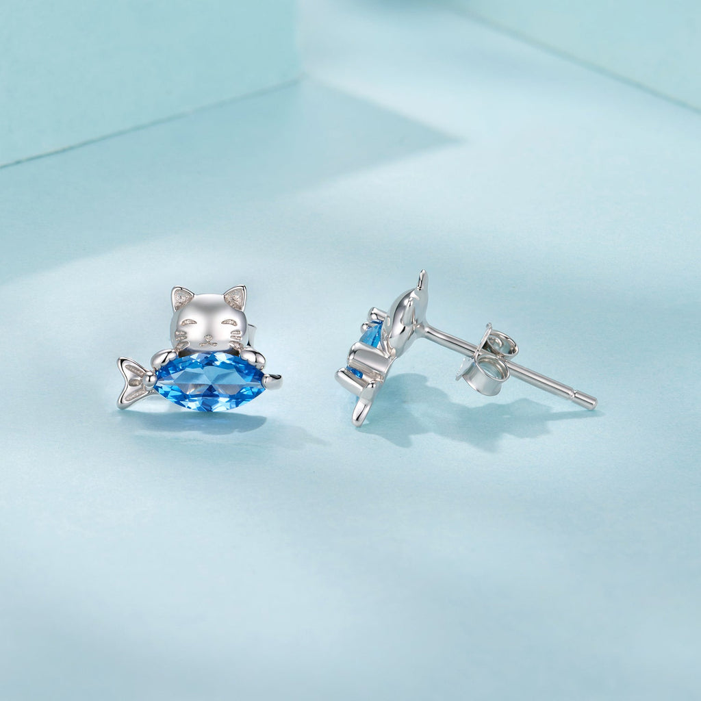 925 Sterling Silver 0.8cm White Gold Plated CZ Earrings for Women