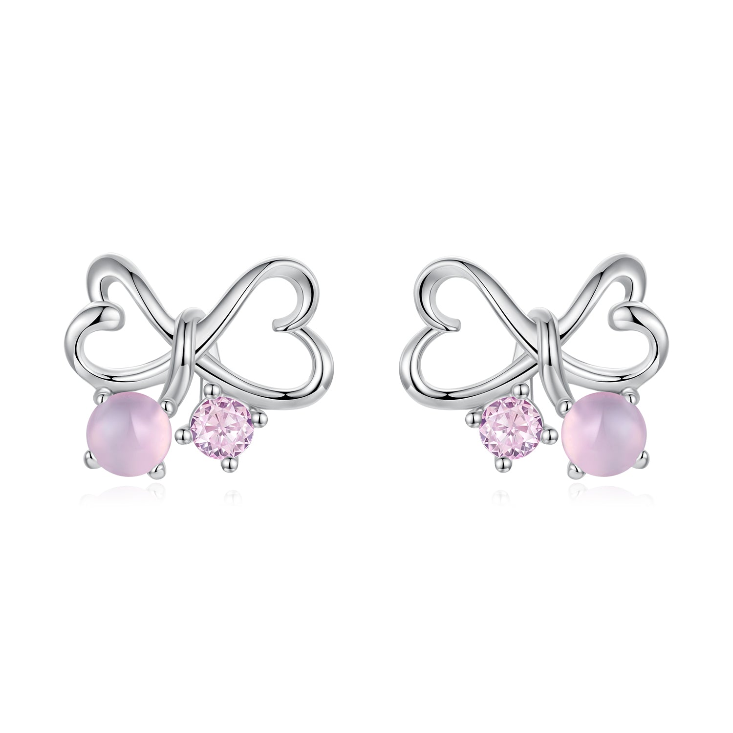925 Sterling Silver Earrings with Pavé Setting CZ and Transparent Glass for Women