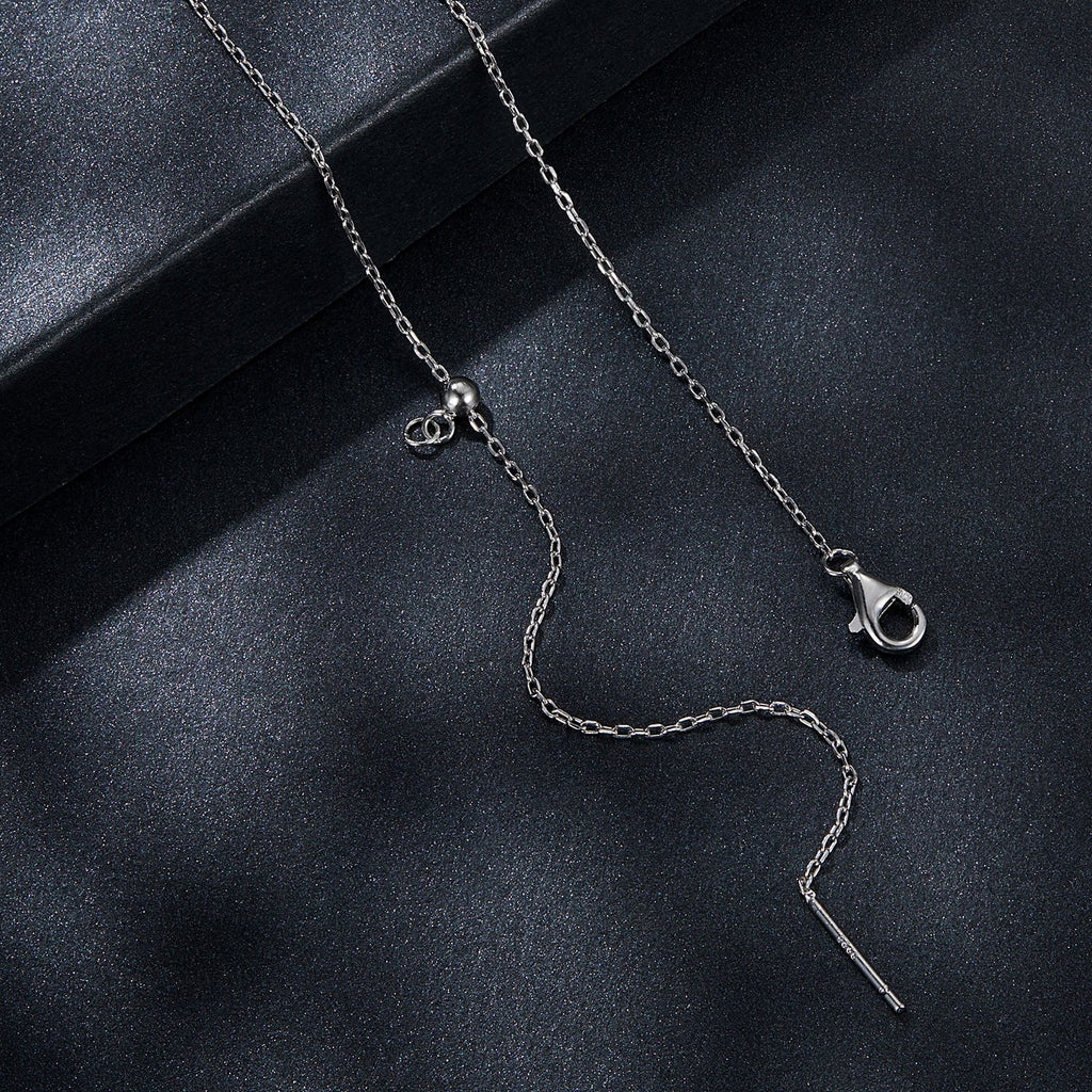 925 Sterling Silver + Moissanite Adjustable Necklace for Women - White Gold 0.5ct & 0.1ct