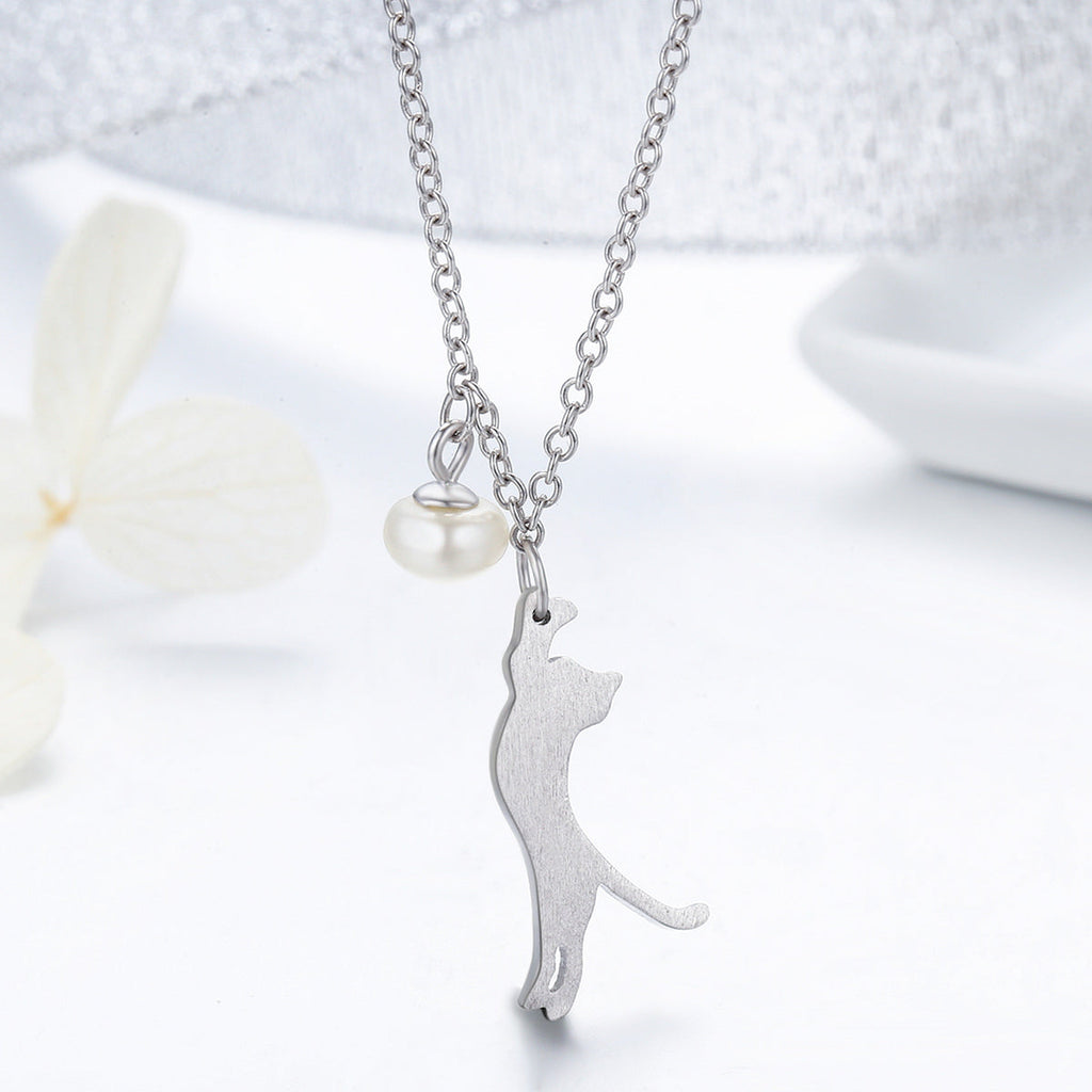 925 Sterling Silver 0.6 Carat Pearl Necklace for Women