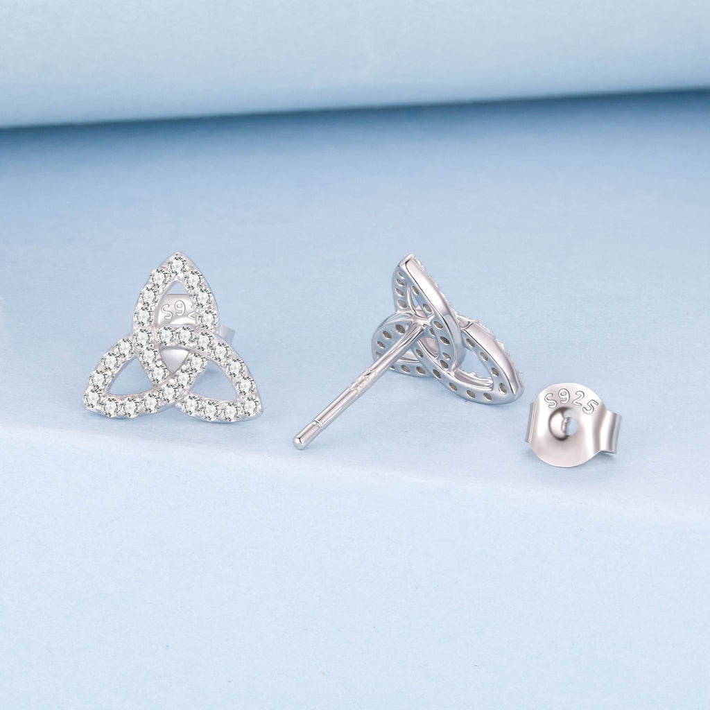 925 Sterling Silver White Gold Plated Pavé CZ Earrings