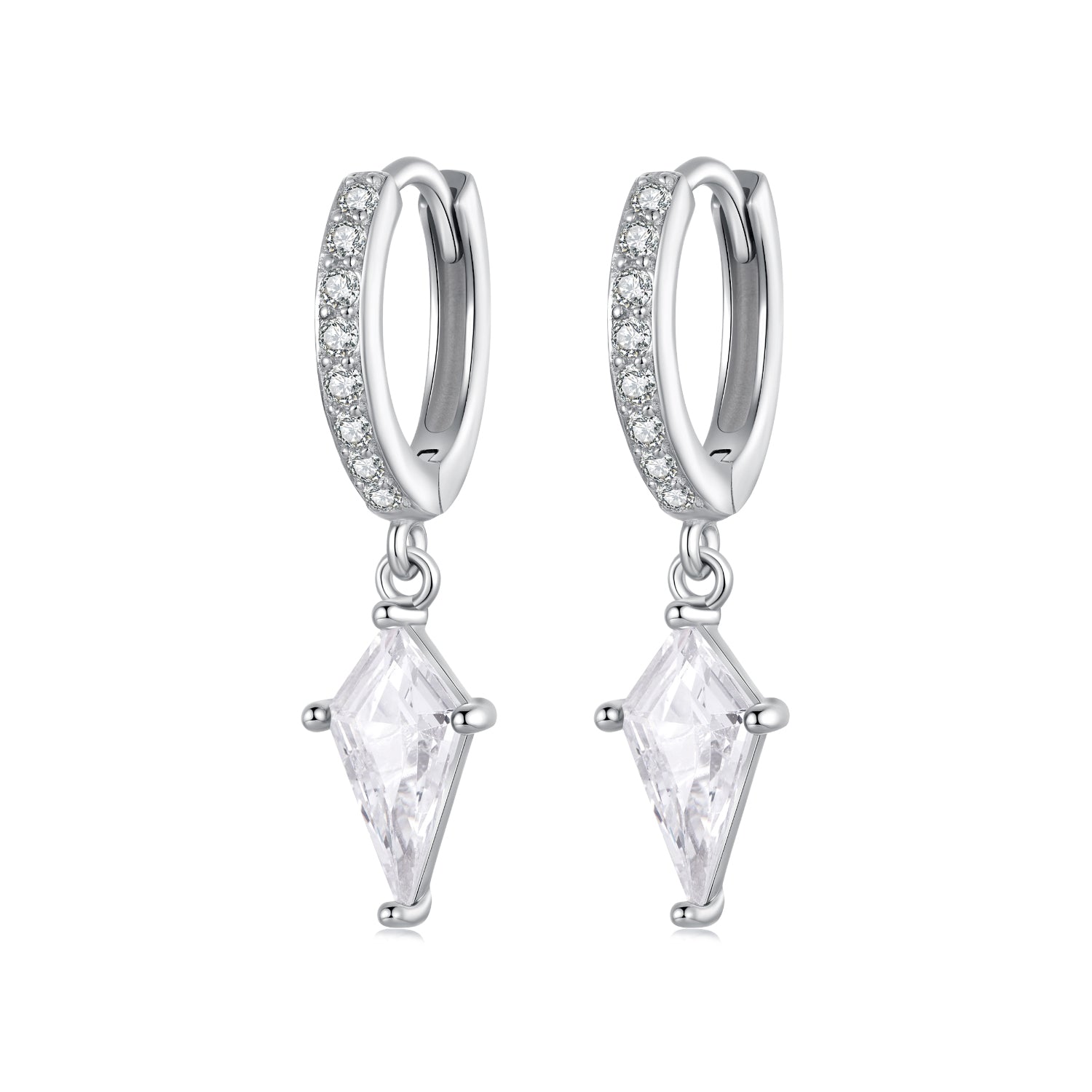 925 Sterling Silver White Gold Plated Earrings with CZ for Women