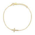 925 Sterling Silver Bracelet with Pavé Setting CZ, 155+25mm for Women