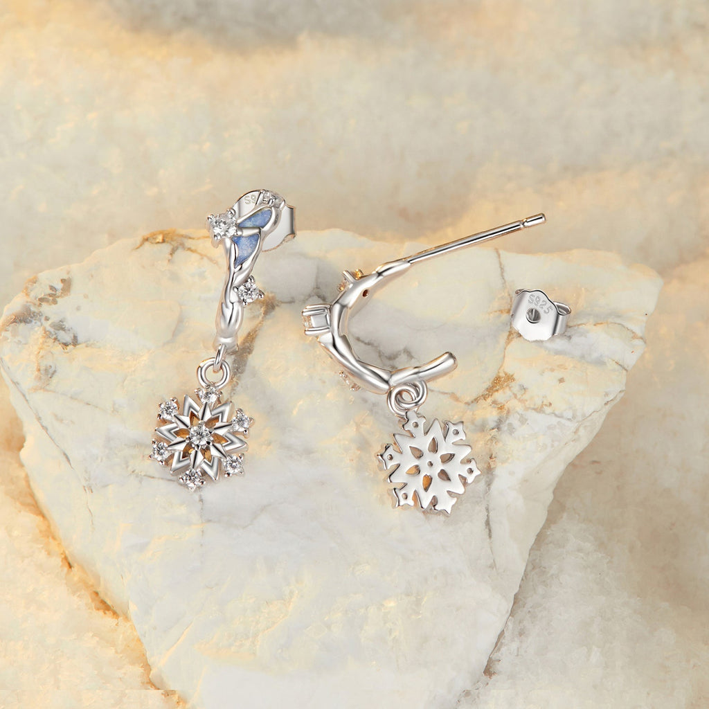 925 Sterling Silver Earrings with Plated White Gold, 2.2*0.7cm, Enamel + Pavé Setting for Women