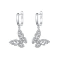 925 Sterling Silver Earrings with Pavé Setting CZ, 37x19mm for Women