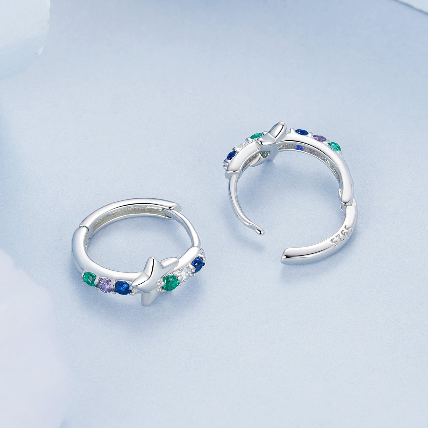 925 Sterling Silver Earrings with Pavé Setting CZ in White Gold for Women
