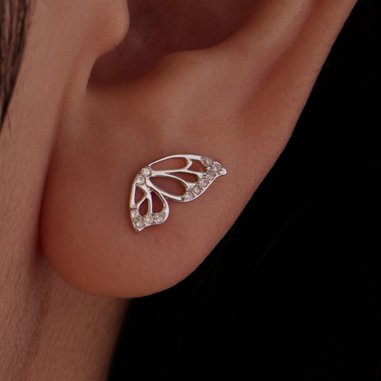 925 Sterling Silver White Gold Plated Pavé Set CZ Earrings - Small Size