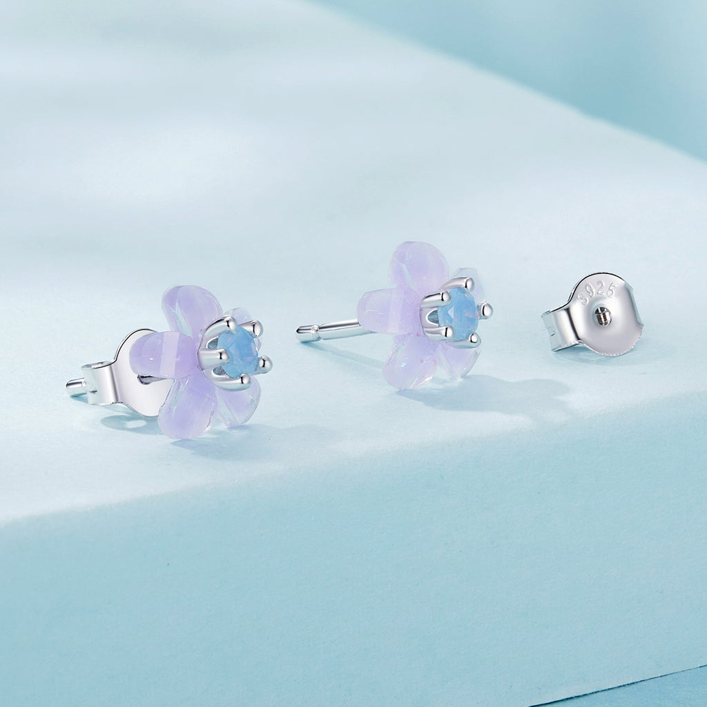 925 Sterling Silver Opal 8mm Earrings for Women