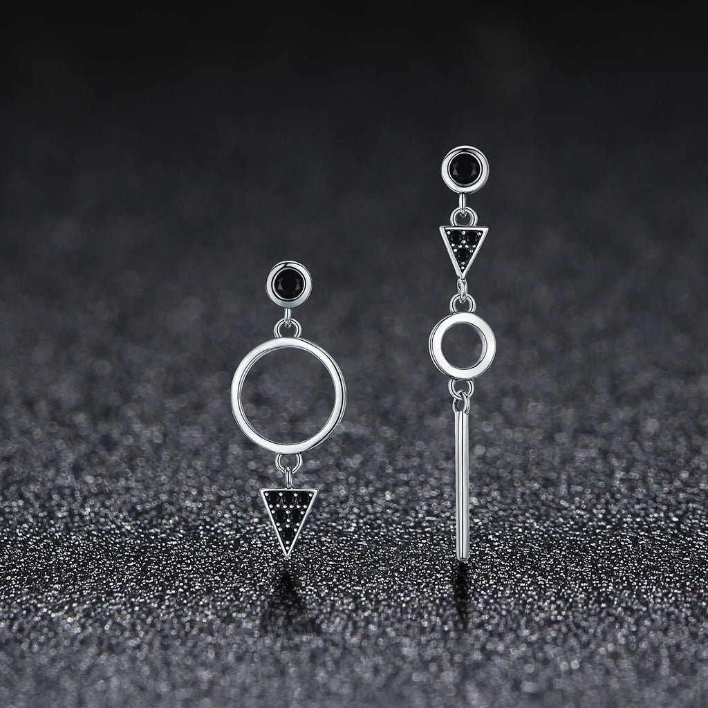 925 Sterling Silver Oxidized Pavé Setting CZ Earrings