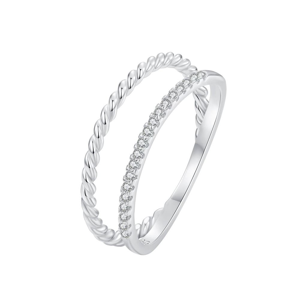 925 Sterling Silver Ring 6.0 Size with Pavé Setting CZ