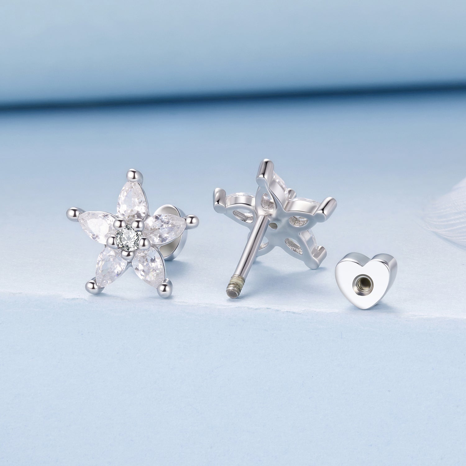925 Sterling Silver Earrings with Pavé CZ Setting