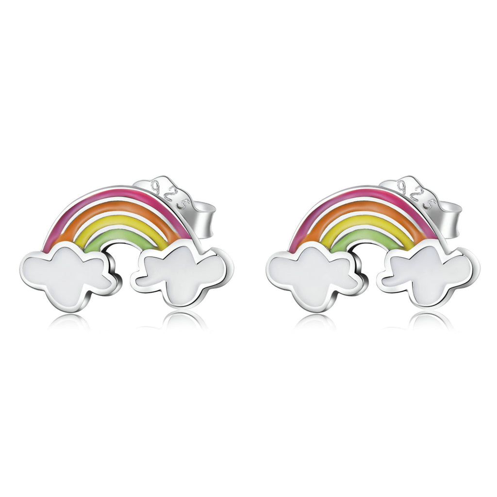925 Sterling Silver Earrings with Enamel Process in Oxidized Silver for Women