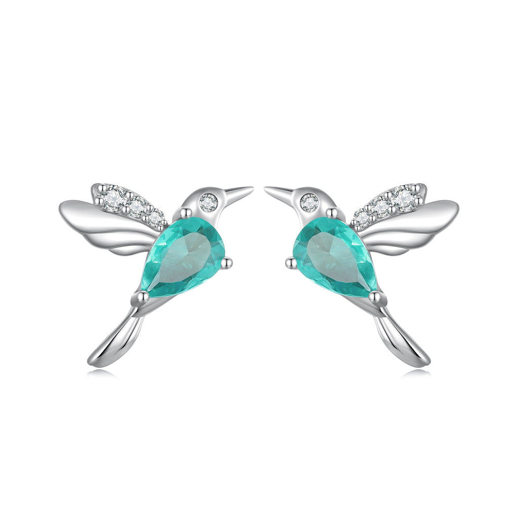 925 Sterling Silver Transparent Glass Earrings with CZ for Women