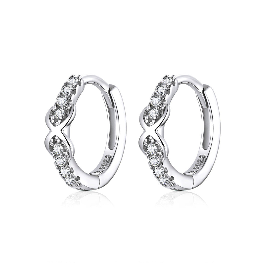 925 Sterling Silver Plated Platinum CZ Pavé Earrings for Women