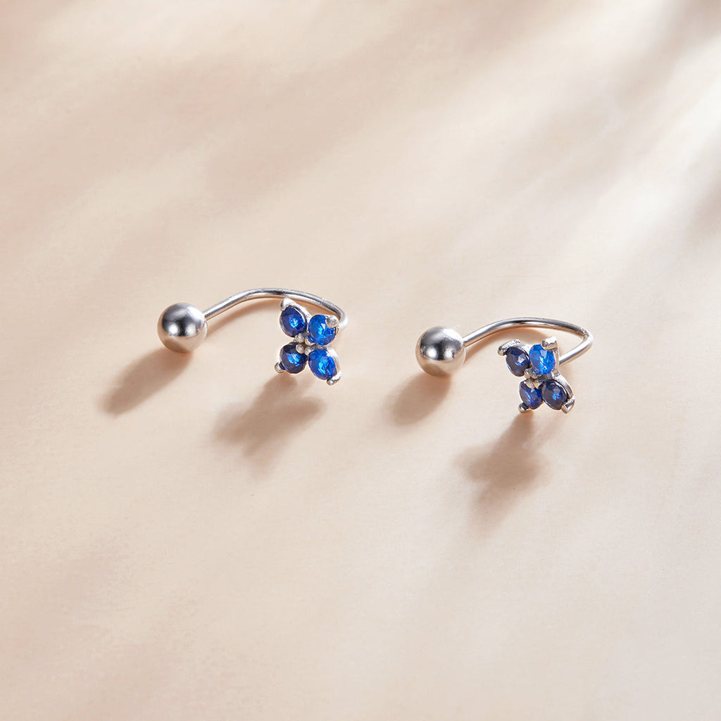 925 Sterling Silver Earrings with Pavé CZ & Platinum Plating for Women