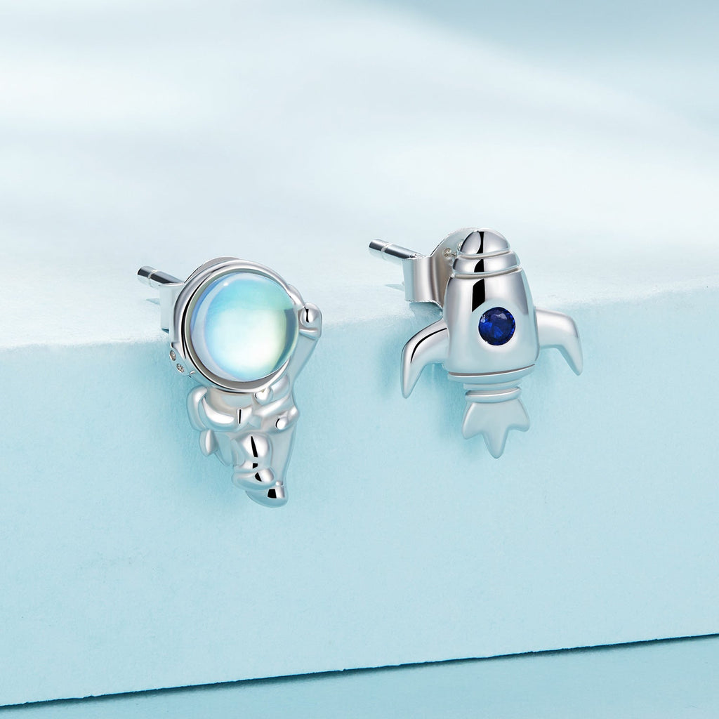 925 Sterling Silver Plated Moonstone Earrings with CZ for Women