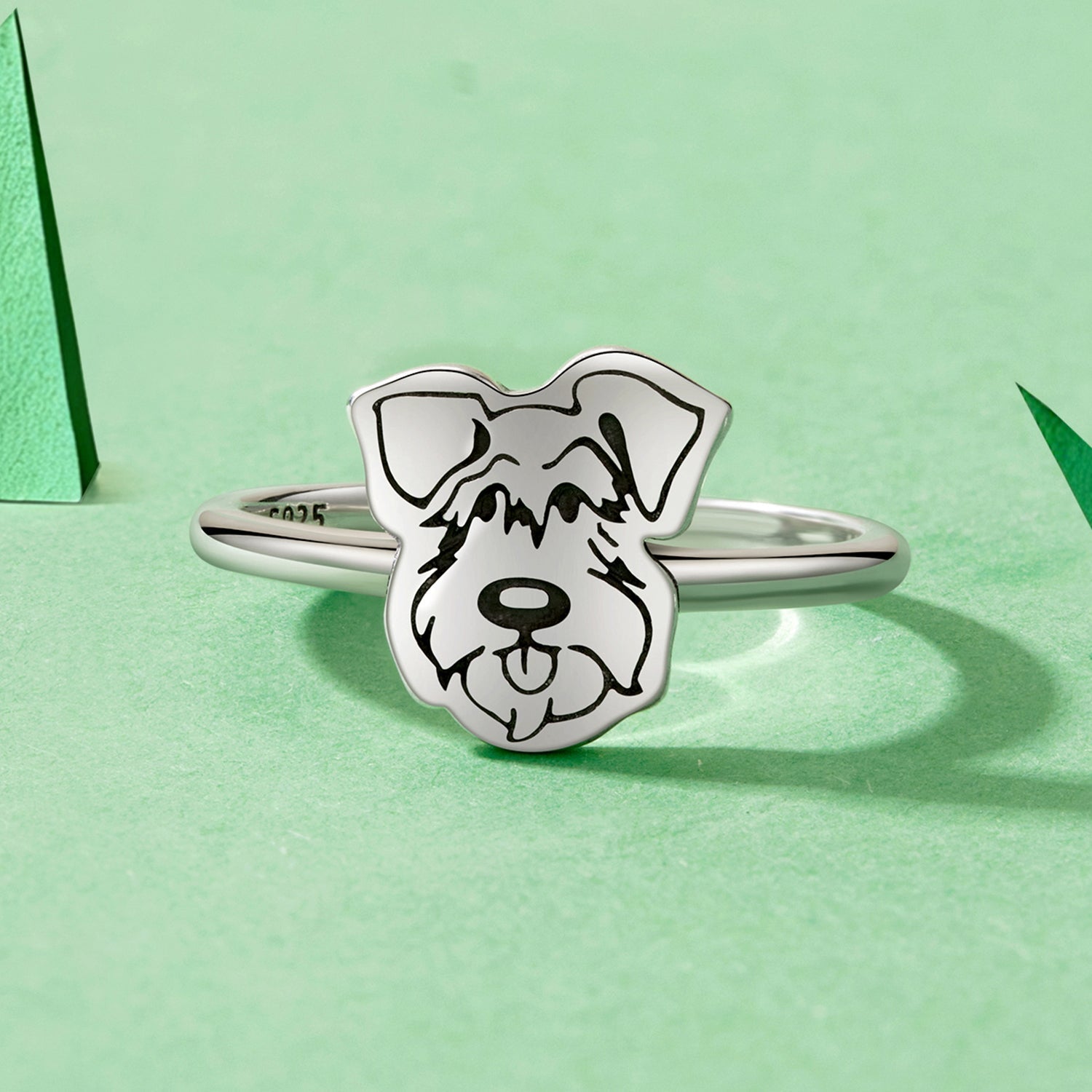 925 Sterling Silver Oxidized Silver Dog Ring for Women