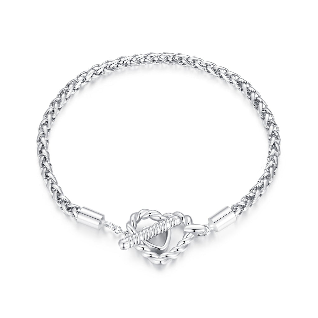 925 Sterling Silver 3.0mm Plated Platinum Bracelet Size 17.0 for Women