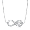 925 Sterling Silver Necklace with Pavé Setting CZ and Platinum Plating, Adjustable Length for Women