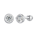 925 Sterling Silver 4mm Moissanite Earrings with Platinum Plating for Women