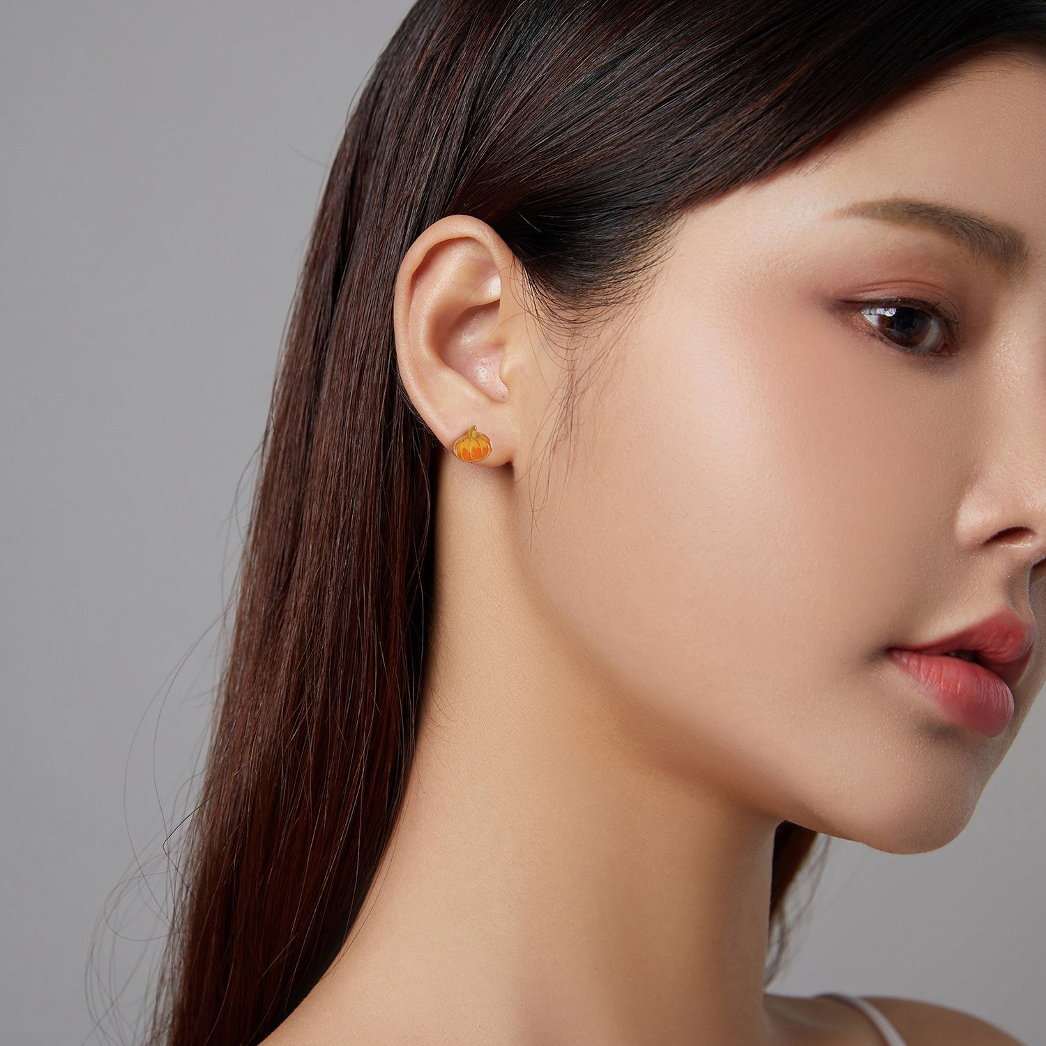 925 Sterling Silver Earrings with Enamel Finish in Gold Plating - 0.8*0.9cm for Women